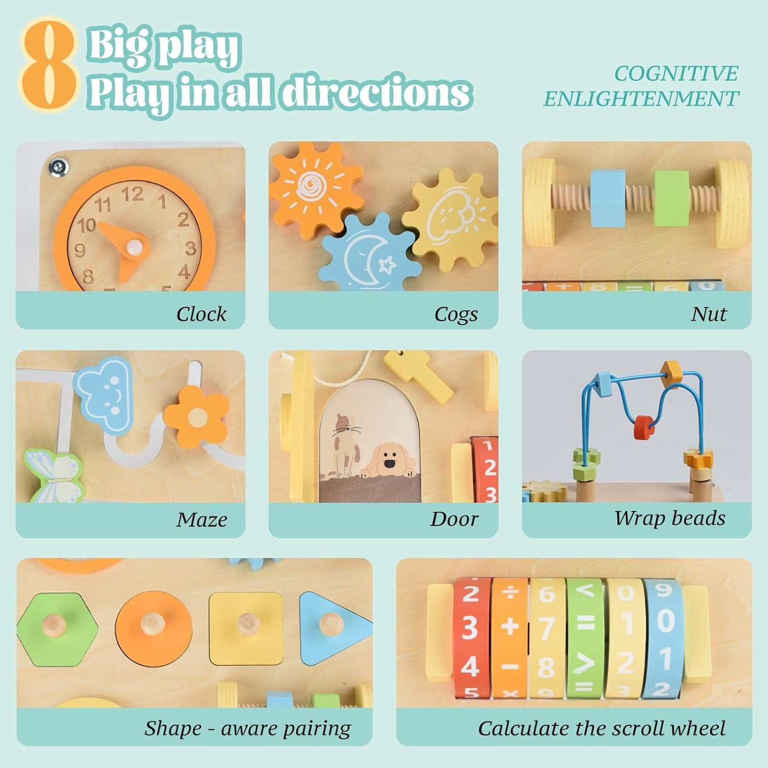 Montessori Activity Table Activity Table for Baby with Shape Sorter Math Game Baby Sensory Toy Learning Toys Standing toys for 1+ year old Kids First Birthday Gift