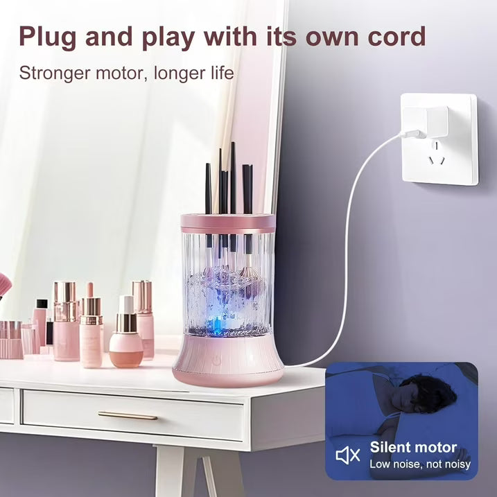 Wiher Makeup Brush Cleaner, Electric Makeup Brush Washer Machine with Touch Screen Wash and Dry in One No Damage the Bristles for All Size Brushes and Sponges, Gift for Women Wife, Pink