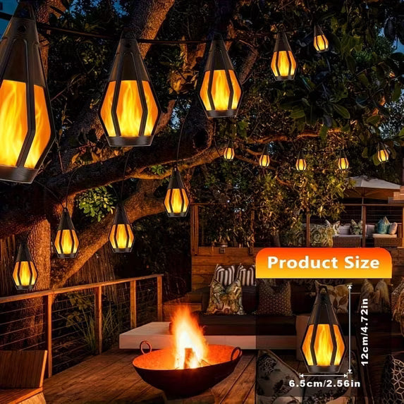 Solar Lights Outdoor String Lights, 42FT Solar String Lights Outdoor Waterproof Warm White with 15 Flickering Flame Light Bulbs, Patio Lights for Garden Backyard Gazebo Party Halloween Decoration
