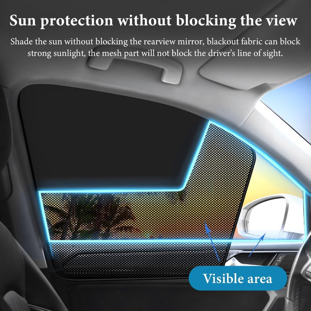 Car Window Covers Magnetic Car Front Side Window Shade 2 Pack Front Seat Side Window Covers with Half Shade Front Window Covers for Driver Double Layer Mesh Sun Block UV Protection Covers