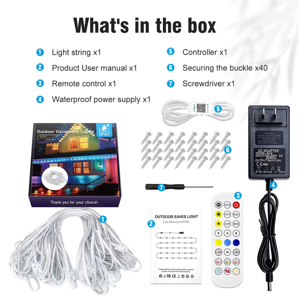 Permanent Outdoor Lights 150ft, Christmas Outdoor Lights Smart RGB+IC App Control with 48 LEDs, LED Eaves Lights IP67 Waterproof, House Roof Outdoor Lighting for Party, Daily, Halloween,Garden