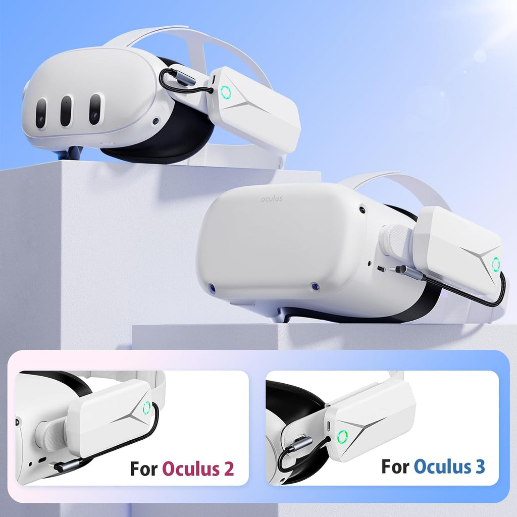 Battery Pack for Oculus Quest 3 and 2 5000mAh Extended Battery Charger Compatible with Meta Oculus Quest 2/3 Original Strap and Elite Strap Lightweight VR Accessories for Extra 2-4H Playtime