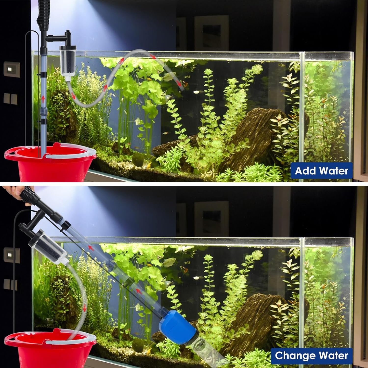 Electric Aquarium Vacuum Gravel Cleaner 32W Fish Tank Vacuum Gravel Cleaner with Strong Suction for Automatic Water Change Wash Sand Water Shower and Circulation