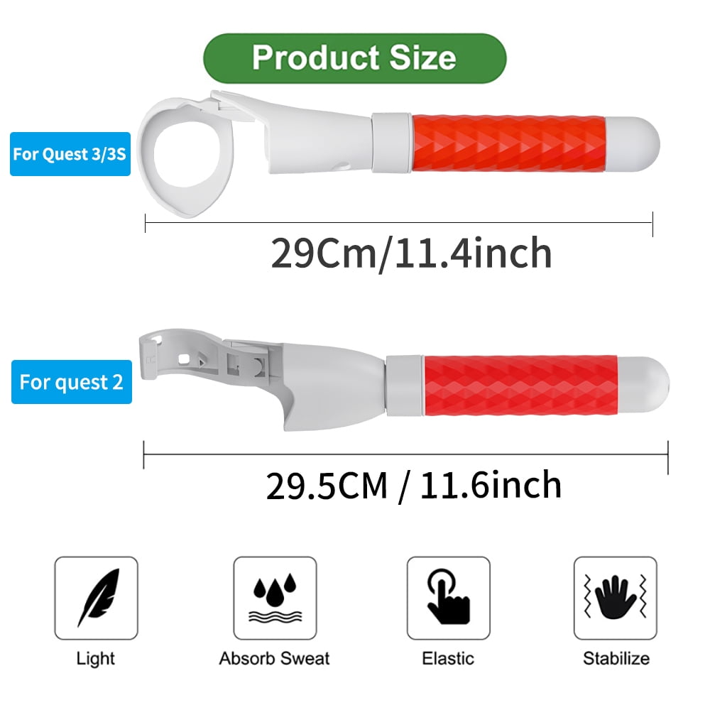 VR Handle Accessories for Meta Quest 3S/3/2 Controller Extension Grips Handle Attachment Compatible with Oculus Quest 2/3 Gorilla Tag Long Arms Grips for Beat Saber More Better Experience