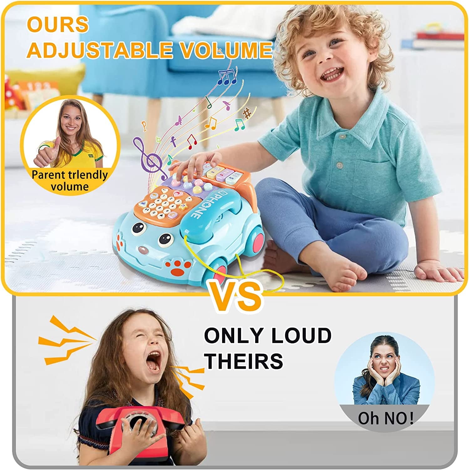 Toddler Telephone Developmental Toys for 1 2 3 Year Old Boy Girl Gifts Toy Baby Telephone with Music and lighting Baby Toys Educational Learning Toys for 12 18 24 Months