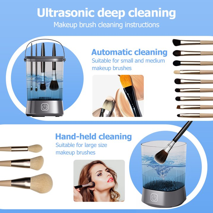 Wiher Makeup Brush Cleaner, Automatic Spinning Cosmetic Tool, IP65 Waterproof Automatic Makeup Brush Cleaner for Makeup Sponges and Brushes(Purple)