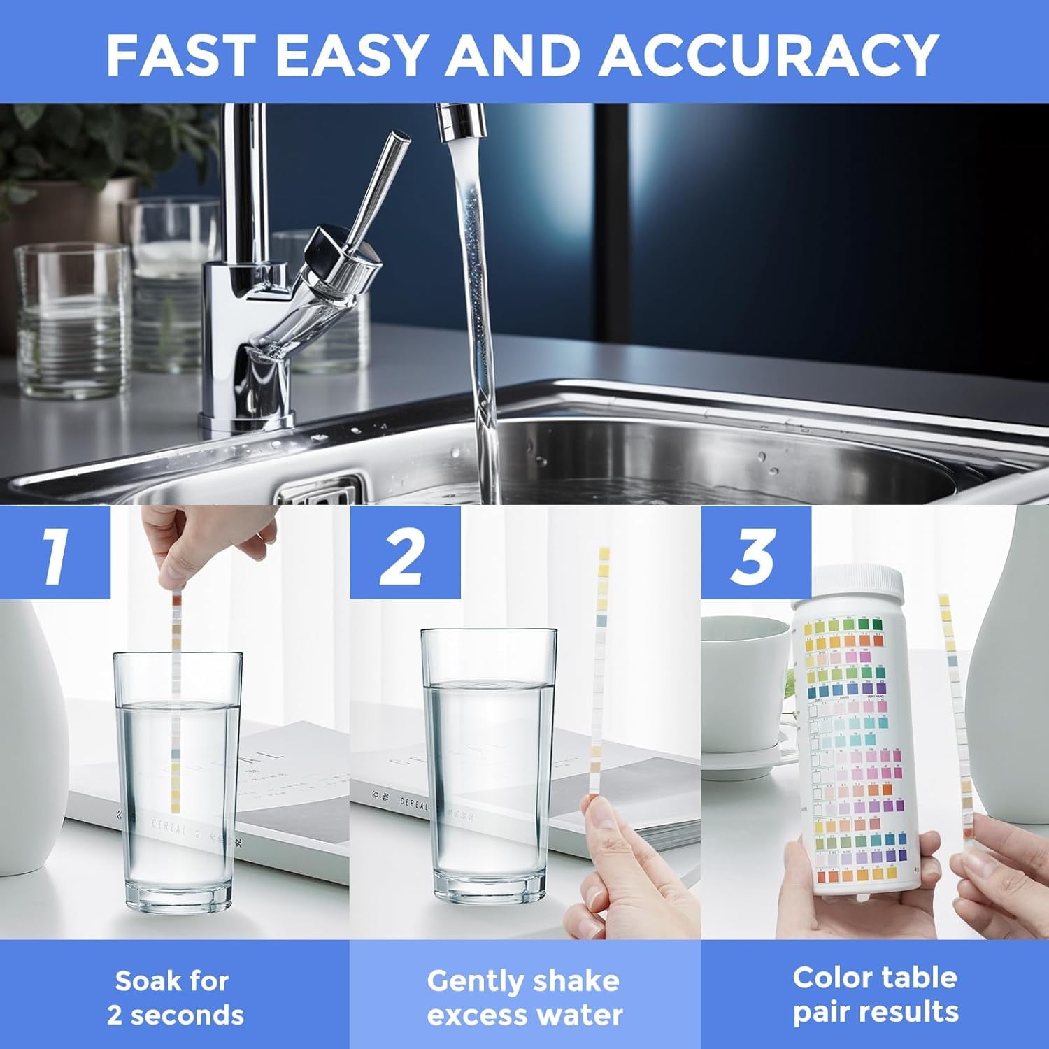 Wiher 16 in 1 Water Testing Strips Water Testing Kits for Drinking Pool Water 100 Strips Home Water Quality Test Kit Testing for pH Hardness Chlorine Lead Iron Copper Nitrate Nitrite