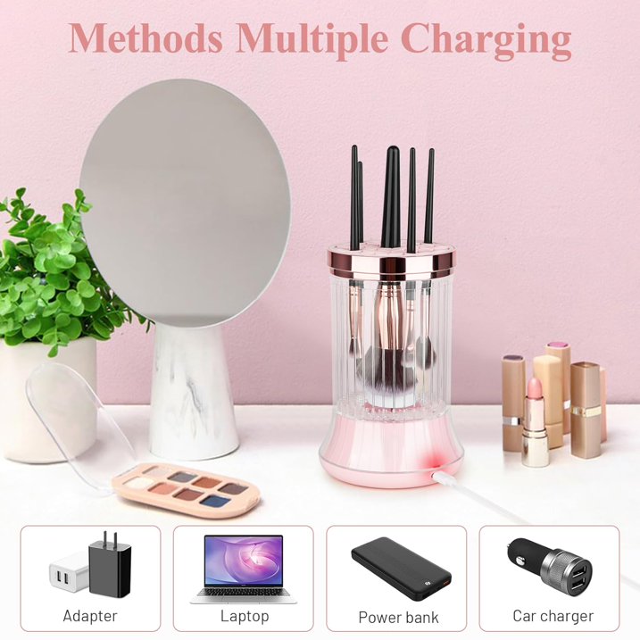 Wiher Makeup Brush Cleaner, Electric Makeup Brush Washer Machine with Touch Screen Wash and Dry in One No Damage the Bristles for All Size Brushes and Sponges, Gift for Women Wife, Pink