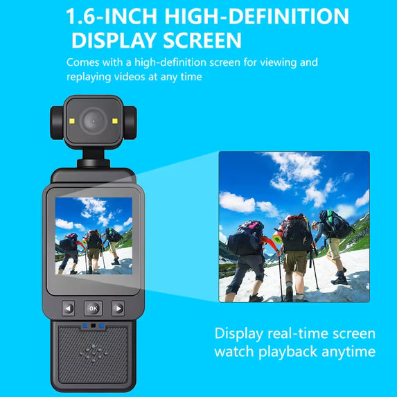 Mini Body Camera, 1080P FHD WiFi Video Camera with Audio and Photograph, Clip Pocket Vlog Camera for Daily Work Serving Records,180° Rotating Head, 120° Wide Angle, Built-in Flash, 64GB Card