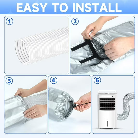 AC Hose Insulation Sleeve, Air Conditioner Hose Cover Fit 5" Diameter Exhaust Hose, Easy Installation AC Duct Insulation Wrap