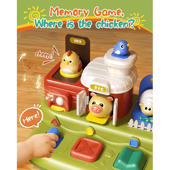 Baby Pop Up Toy for 1 Year Old, Music Farm Animal Toys With Buttons, Educational Learning Sensory Toys for Toddlers 1-3 Boy Girl Birthday Gift