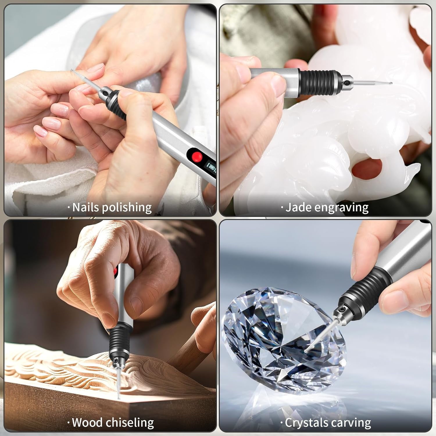 Wiher Engraving Pen with 30 Bits Mini Electric DIY Engraver Cordless Rotary Tools Portable Engraving Pen for Metal Wood Glass and Plastic Jewelry (Silver)