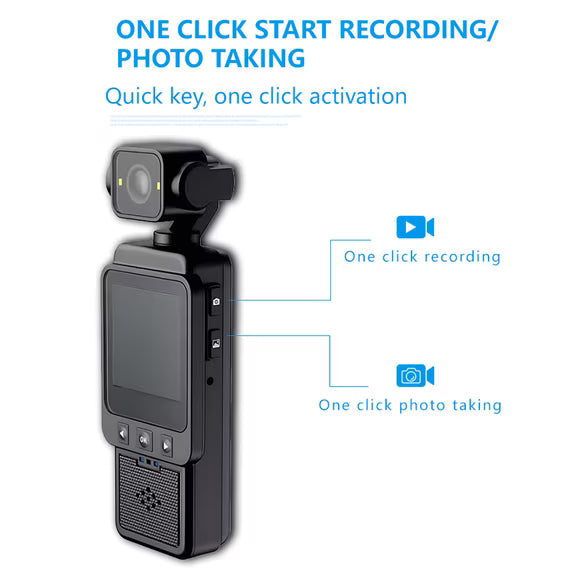 Mini Body Camera, 1080P FHD WiFi Video Camera with Audio and Photograph, Clip Pocket Vlog Camera for Daily Work Serving Records,180° Rotating Head, 120° Wide Angle, Built-in Flash, 64GB Card