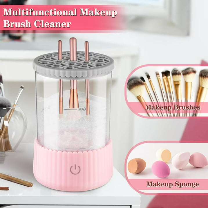 Wiher Makeup Brush Cleaner, Electric Makeup Brush Washer Machine with Touchscreen Quick cleaning and Drying for All Size Brushes and Sponges, Pink