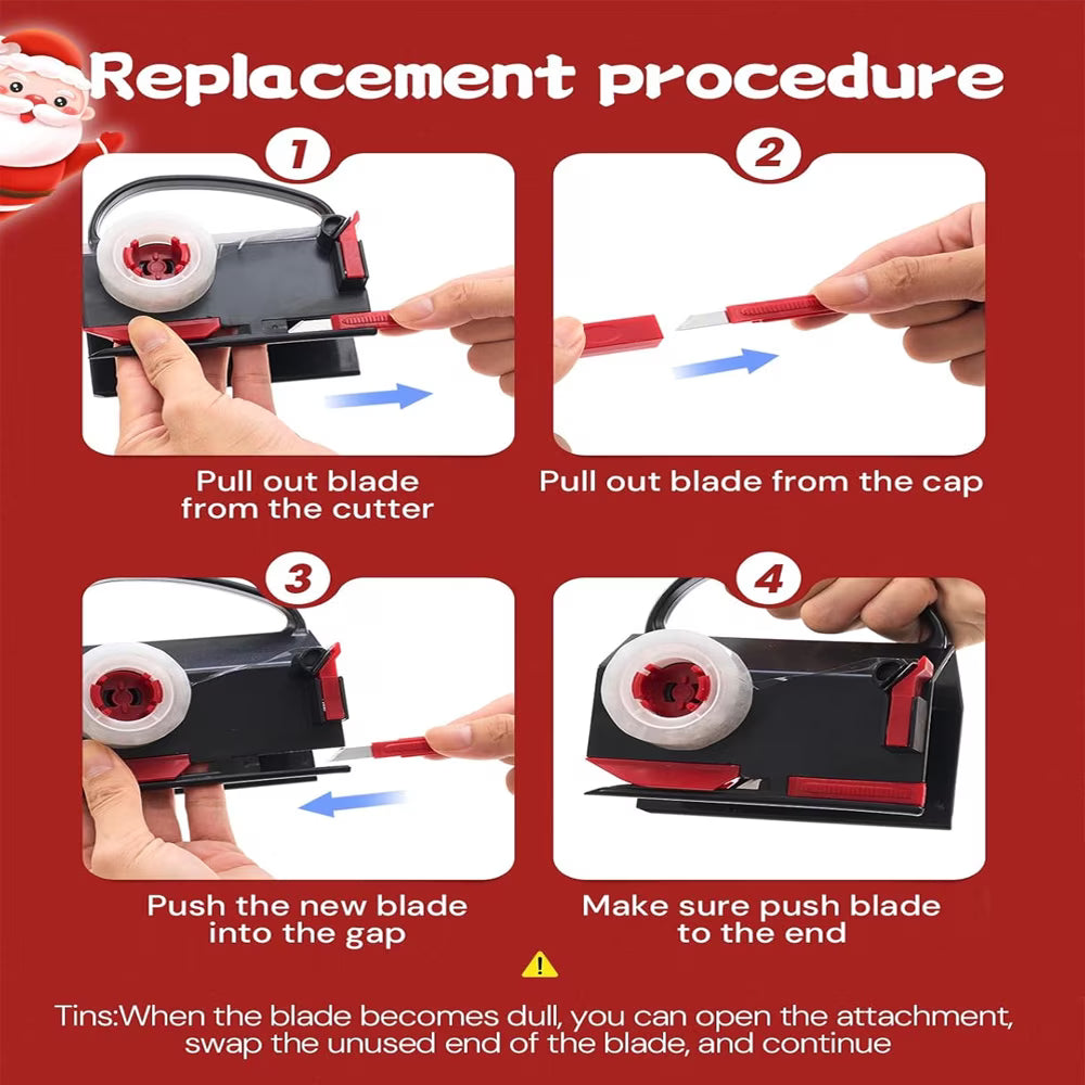 Wiher Wrapping Paper Cutter & Tape Dispenser, Gift Wrap Cutter Tool Dual Use Sliding Design with 4 Tapes & 2 Replacement Blades for Holiday & Birthday Gift Wrapping Paper Roll, 2 Pack（Black Red）