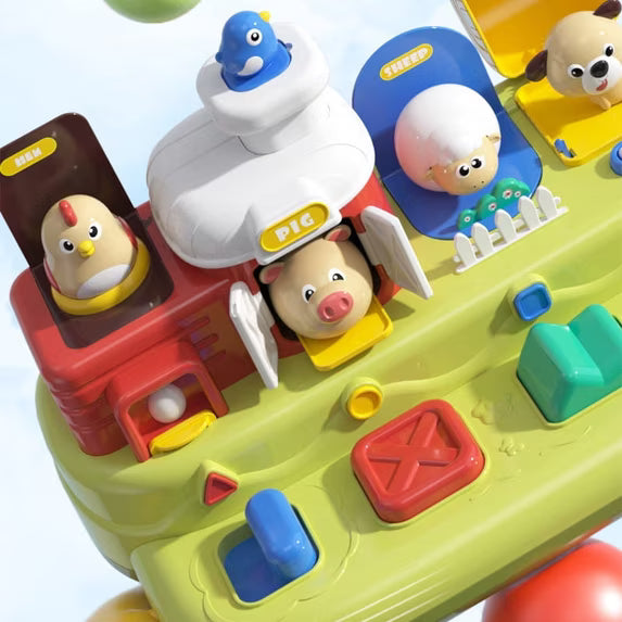 Baby Pop Up Toy for 1 Year Old, Music Farm Animal Toys With Buttons, Educational Learning Sensory Toys for Toddlers 1-3 Boy Girl Birthday Gift