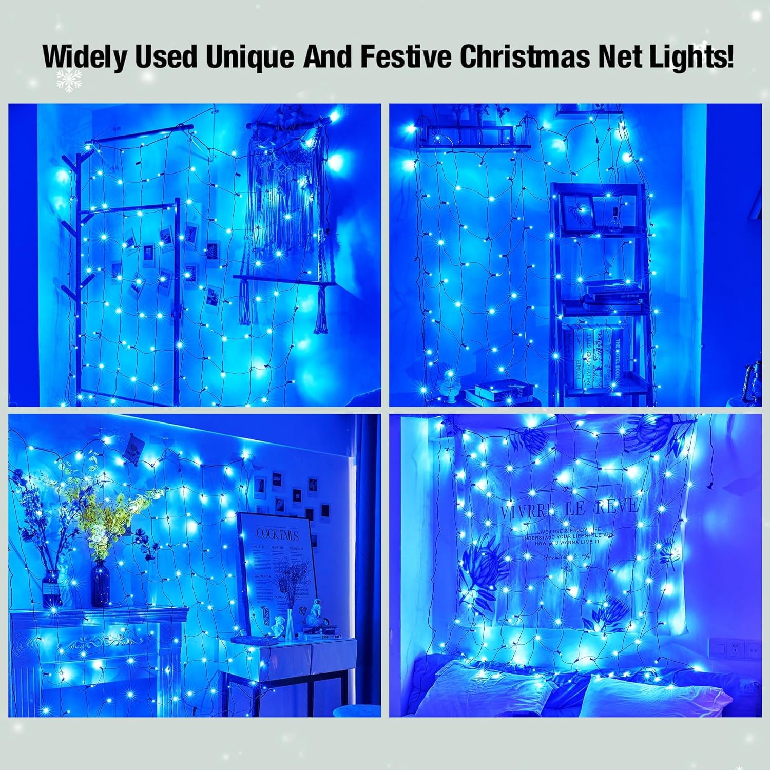 Christmas Net Lights Outdoor 192 LED 9.8Ft x 6.6Ft Net Lights Waterproof Christmas Outdoor Mesh Lights for Tree Bushes Holiday Party Garden Holiday Wedding Party Decorations